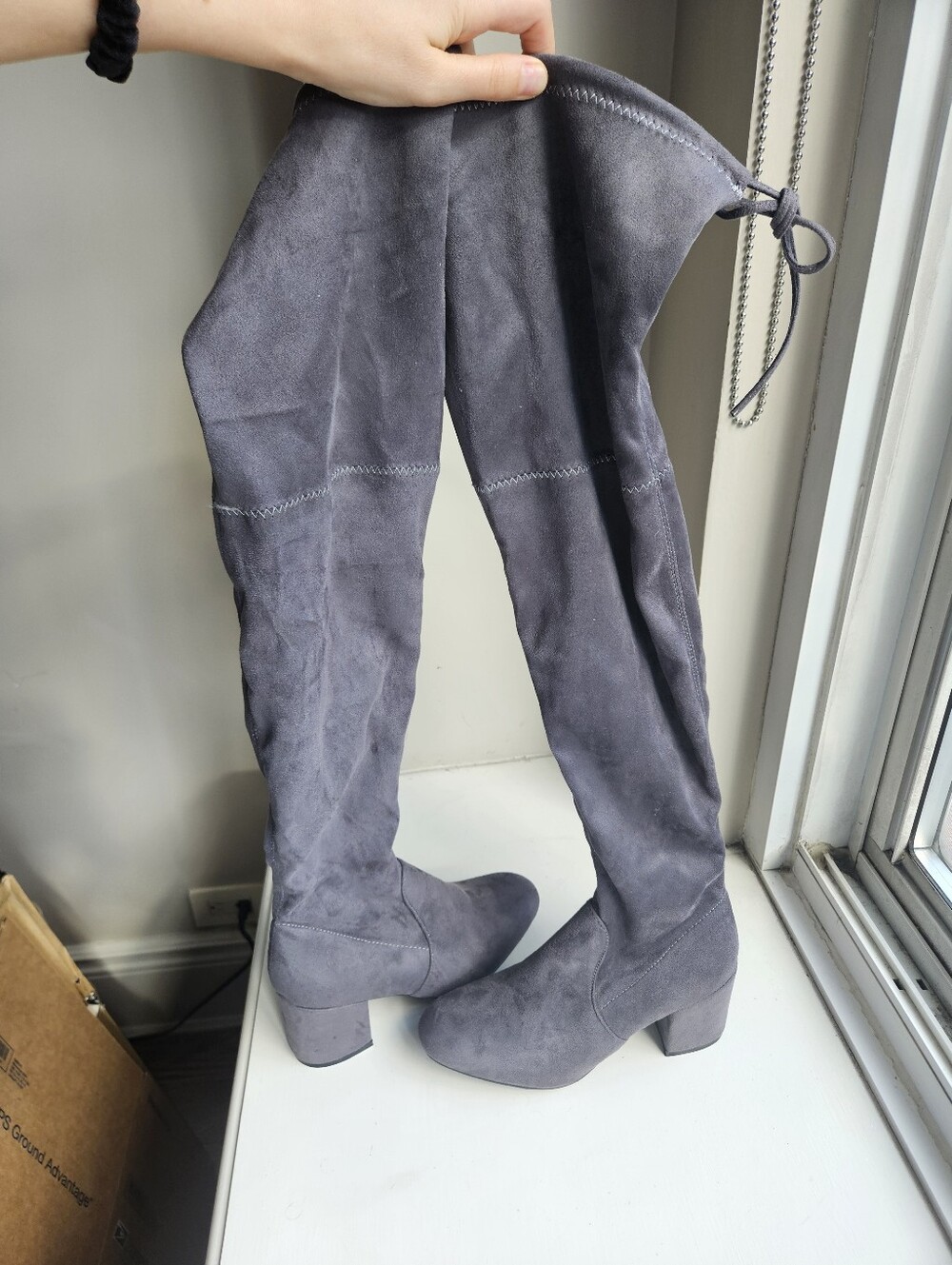 New Catherine Malandrino  Over The Knee Sueade grey Boot women's - Size 7.5